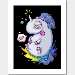 Cute Unicorn in Rainbow Colors Posters and Art